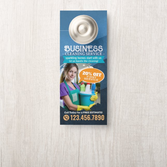 Affichette De Porte Modern House Cleaning Maid Service Housekeeping Do (Sur le bouton)