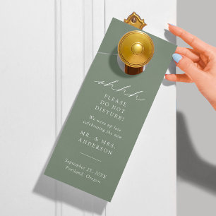 Affichette De Porte Moderne Élégant Sage Vert Ne Dérangez Pas Mariage