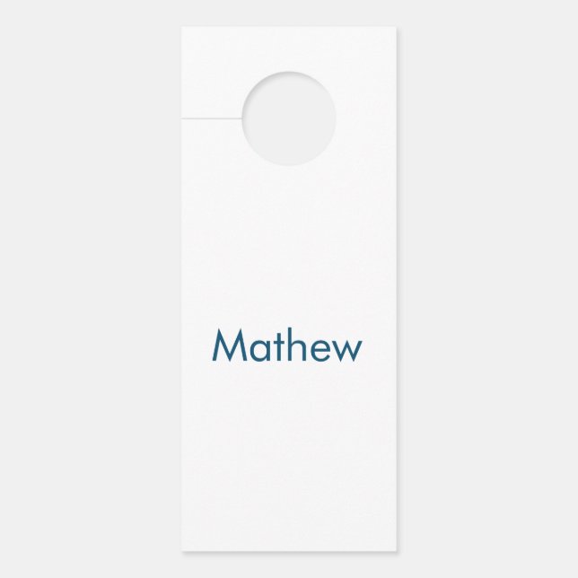 Affichette De Porte monogramme à lettre initiale simple ajoutez votre  (Devant)
