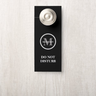 Affichette De Porte Monogramme Noir blanc Hôte de l'hôtel ne pas déran
