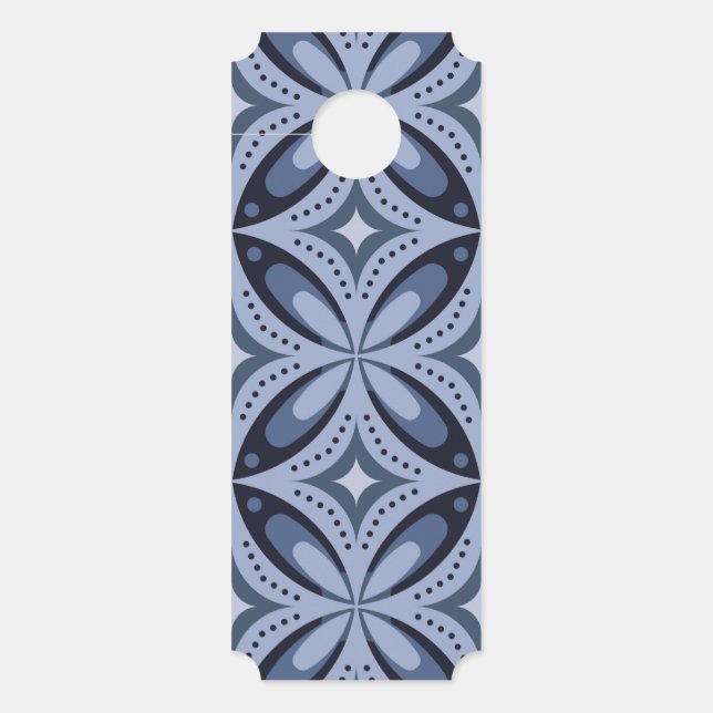 Affichette De Porte Motif géométrique bleu de style rétro (Devant)