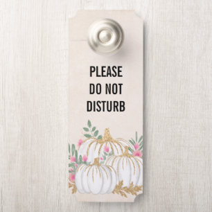 Affichette De Porte Ne pas déranger blanc et or Citrouille aquarelle