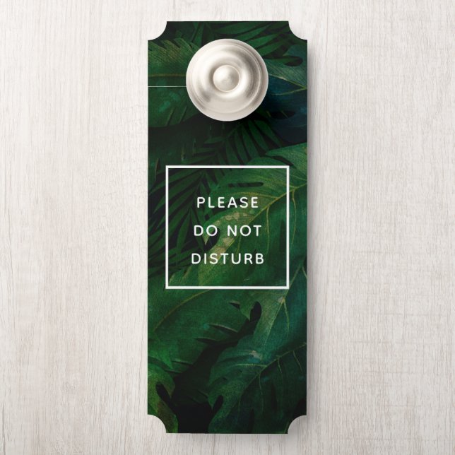 Affichette De Porte Ne pas déranger Exotic Dark Green Feuilles tropica (Sur le bouton)