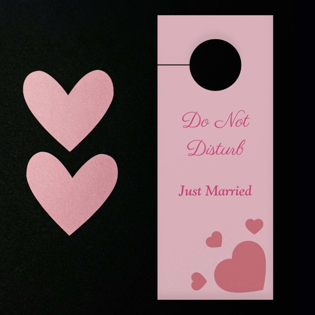 Affichette De Porte Ne pas déranger - Juste marié avec les coeurs (Do Not Disturb - Just Married with Hearts Door Hanger)