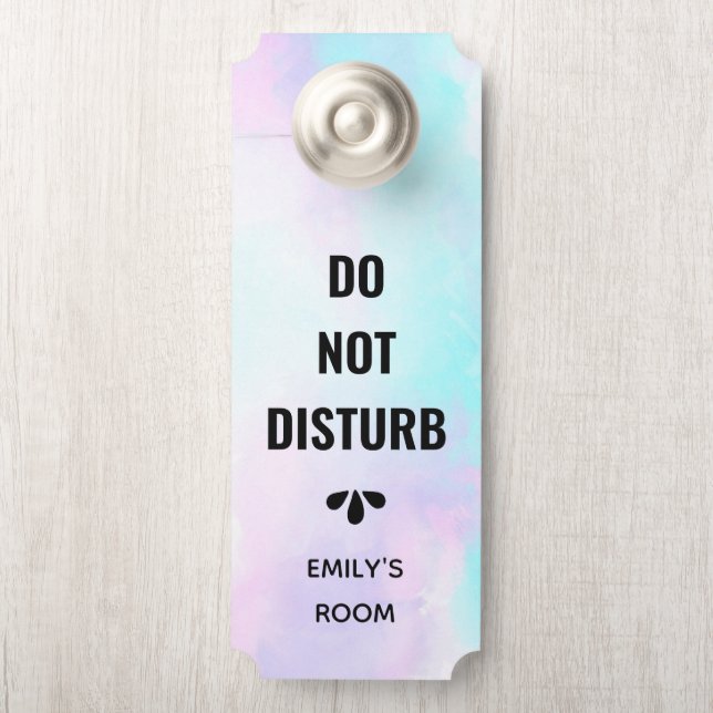 Affichette De Porte Ne pas déranger l'aquarelle bleu et violet moderne (Sur le bouton)