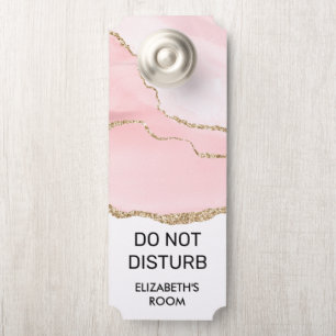 Affichette De Porte Ne pas déranger l'aquarelle rose pâle