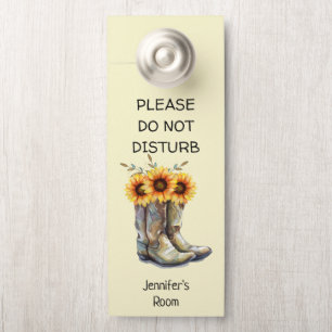 Affichette De Porte Ne pas déranger les bottes rustiques de cowboy ave