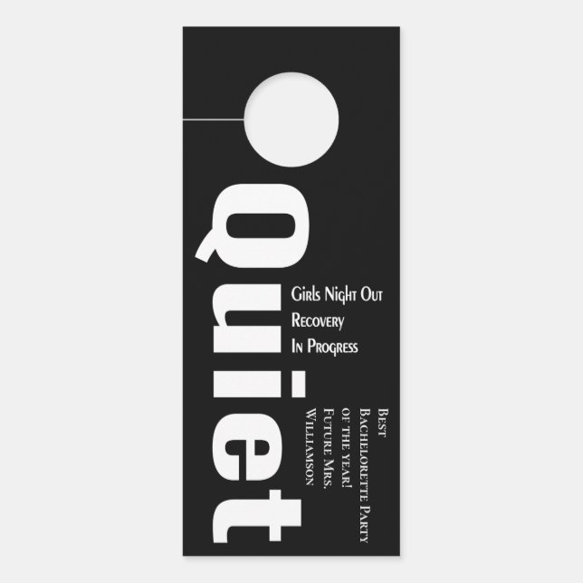 Affichette De Porte Ne pas déranger Quiet Bachelorte Party Noir (Devant)