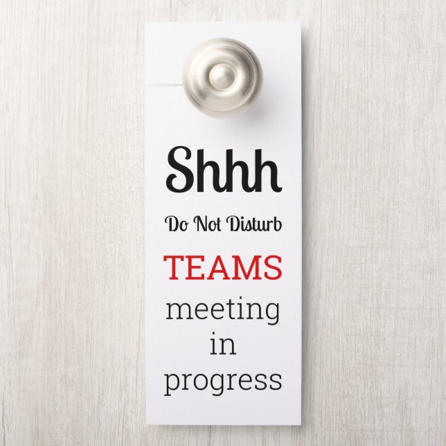 Affichette De Porte Ne pas déranger - Réunion Teams en cours (Sur le bouton)
