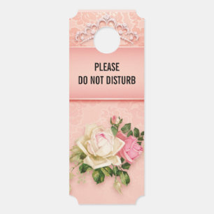 Affichette De Porte Ne pas déranger Roses roses roses et Diamant Tiara
