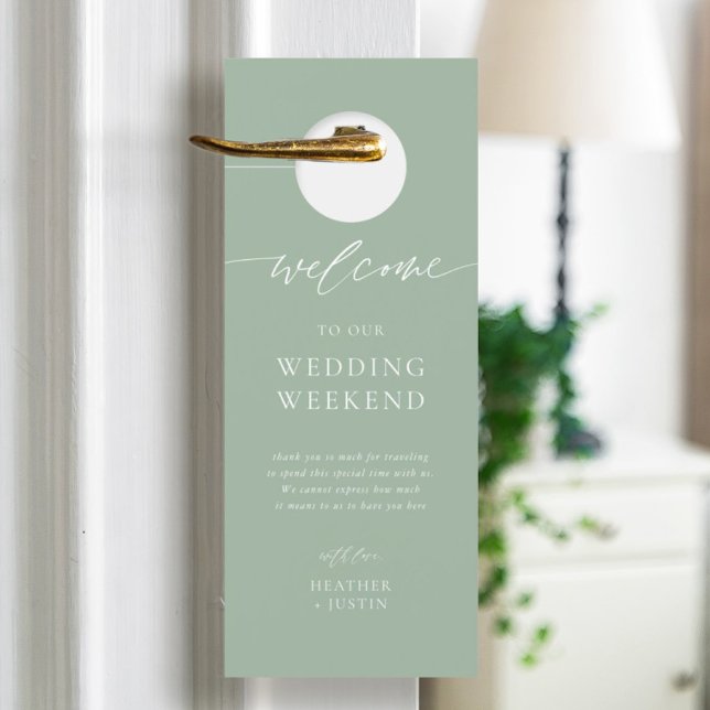 Affichette De Porte Ne pas déranger Sage Green Mariage Hotel (Créateur téléchargé)