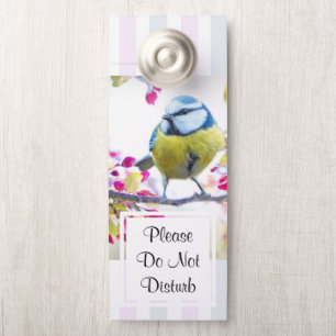 Affichette De Porte Ne pas déranger un joli oiseau bleu et jaune