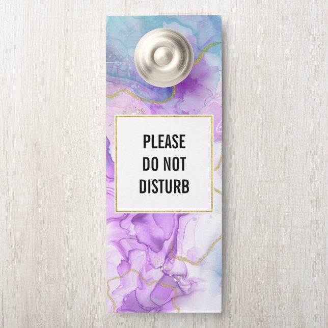 Affichette De Porte Ne pas déranger Violet, Vert, Couleurs fluides Ros (Sur le bouton)