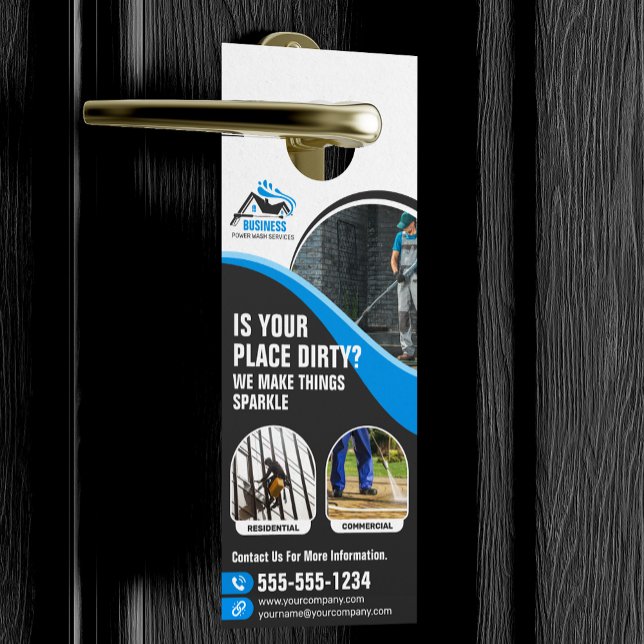 Affichette De Porte Nettoyage à haute pression bleu Lavage de maison s (Créateur téléchargé)