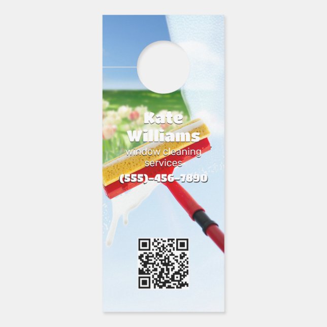 Affichette De Porte Nettoyage de fenêtres QR personnalisé (Devant)