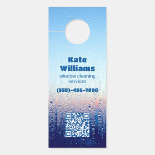 Affichette De Porte Nettoyage de fenêtres QR personnalisé