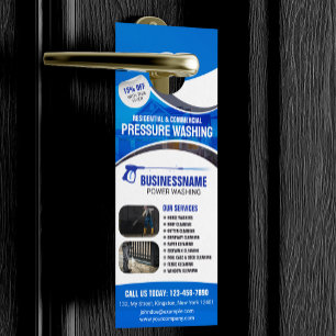 Affichette De Porte Nettoyage de Maison sous Pression de Lavage Blue P