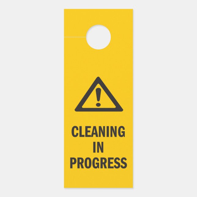Affichette De Porte Nettoyage en cours prudence jaune (Devant)