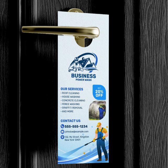 Affichette De Porte Nettoyage Moderne de Pression Lavage à Haute Press (Créateur téléchargé)