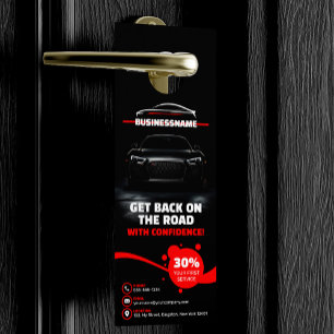 Affichette De Porte Nettoyage professionnel de voitures Red & Black