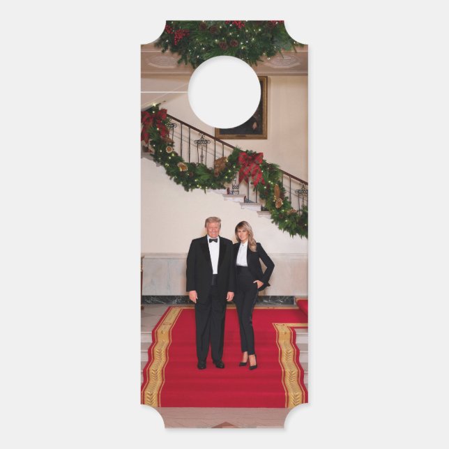 Affichette De Porte Noël : le président Donald Trump et Melania descen (Devant)