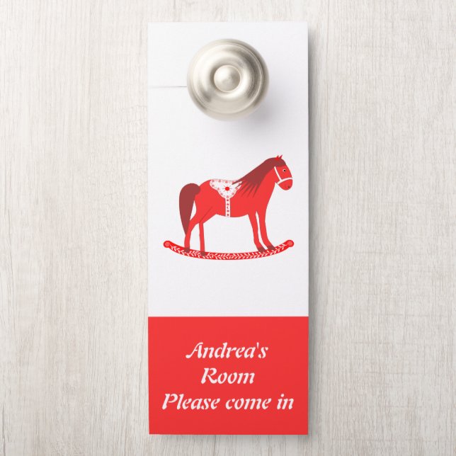 Affichette De Porte Noël scandinave Cheval Rocse Custom (Sur le bouton)