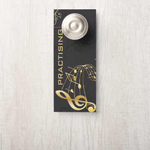 Affichette De Porte Note musicale or gris Design de luxe
