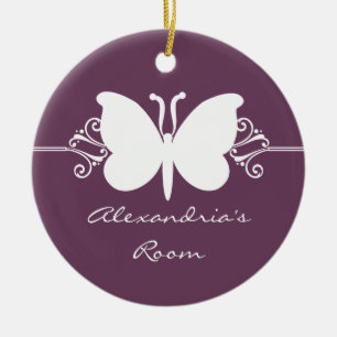 Affichette de porte Ornement Eggplant Butterfly
