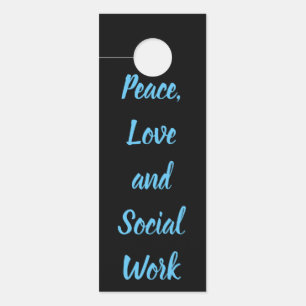 Affichette De Porte Paix, amour et travail social