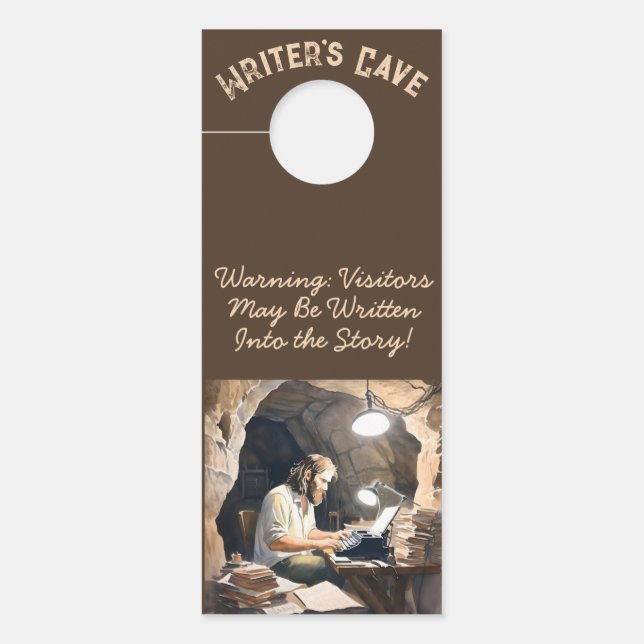 Affichette De Porte Panneau de porte de l'écrivain Cave Man (Devant)