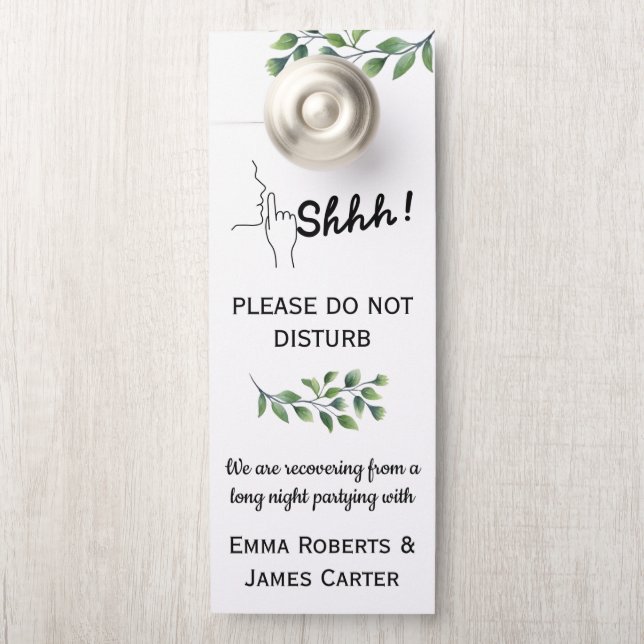 Affichette De Porte Panneau de porte de mariage élégant aux feuilles l (Sur le bouton)