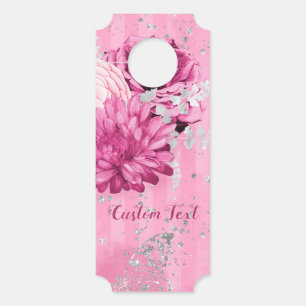 Affichette De Porte Papillon de Parties scintillant en argent Roses ro