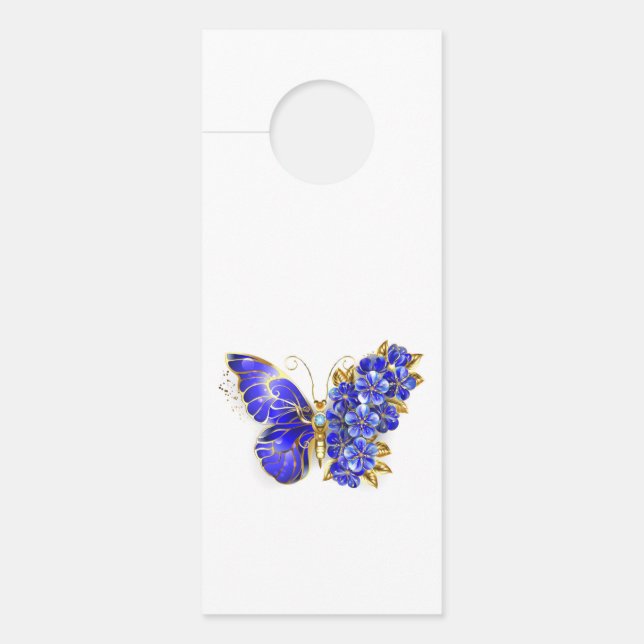 Affichette De Porte Papillon Saphir Fleur (Devant)