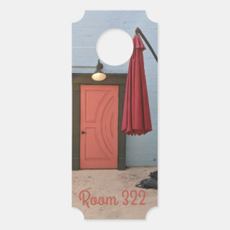 Affichette de porte parapluie rouge Porte orange