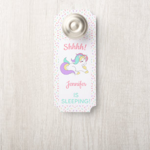 Affichette De Porte Pastel Unicorn Saupoudrer Shhh ! Le Bébé Dort