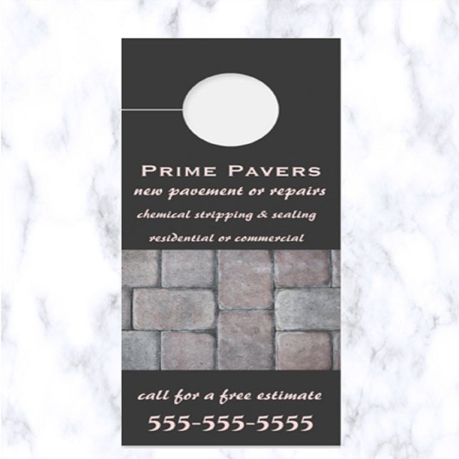Affichette De Porte Pavés modifiables (What a great way to advertise your paving business!)