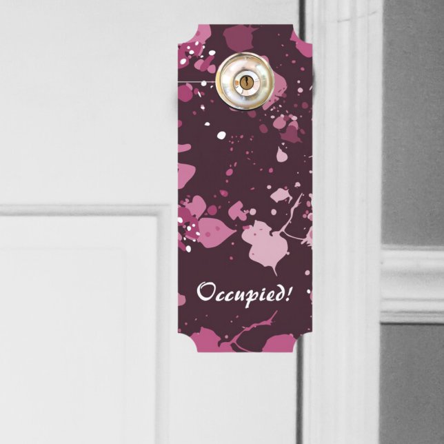 Affichette De Porte Peinture rose artistique Splatter votre texte (Artistic Pink Paint Splatter Your Text Door Hanger)
