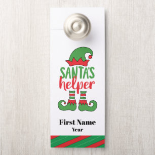 Affichette De Porte Père Noël's Helper Cute Cartoon Elf Dessin Cute El