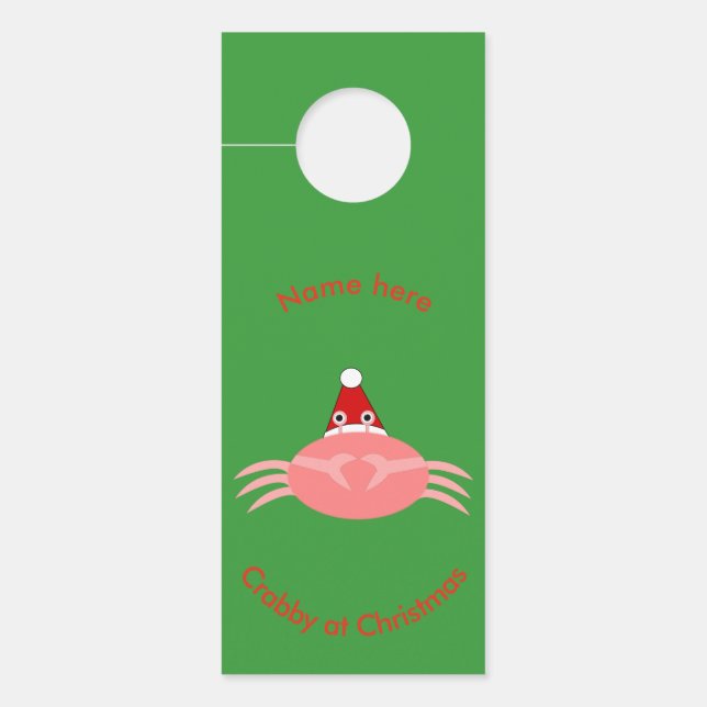 Affichette de porte personnalisé de crabe de Noël (Devant)
