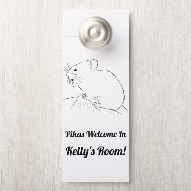 Affichette De Porte Pikas Bienvenue dans la chambre NOUVEAU NOM ! (Sur le bouton)
