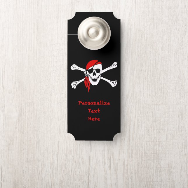 Affichette De Porte Pirate Skull & Crossbones Salle personnalisée (Sur le bouton)