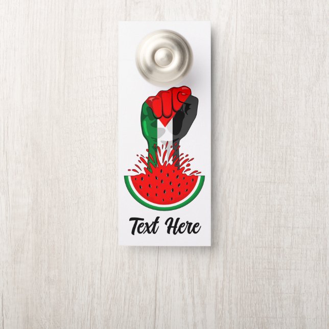 Affichette De Porte Poing de résistance palestinienne sur Watermelon (Sur le bouton)