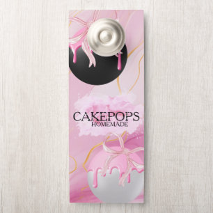 Affichette De Porte Pops de gâteau Boulangerie Traités Rose