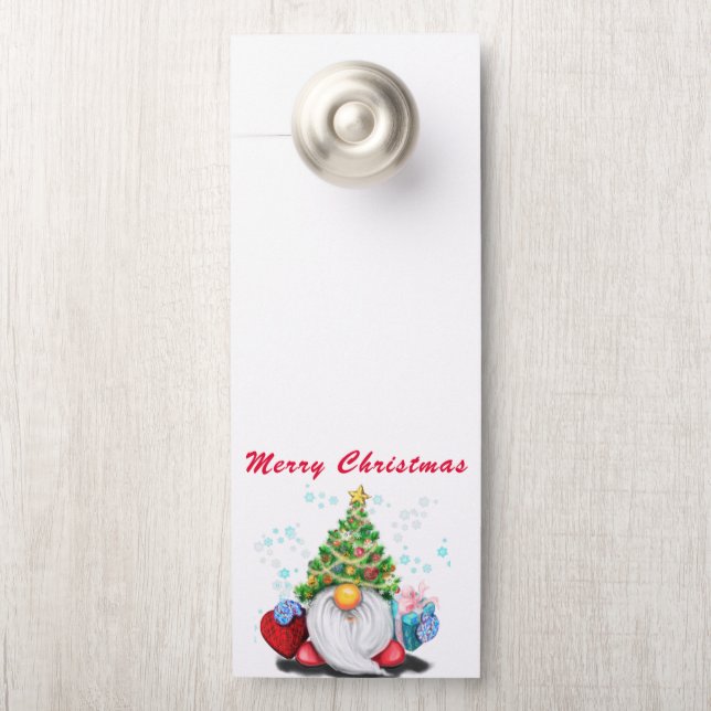 Affichette De Porte Porte-clés Gnome de Noël (Sur le bouton)