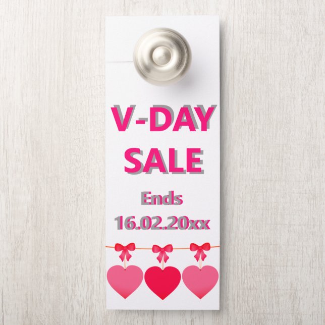 Affichette De Porte Porte ou cintre - Vente de la Saint-Valentin (Sur le bouton)
