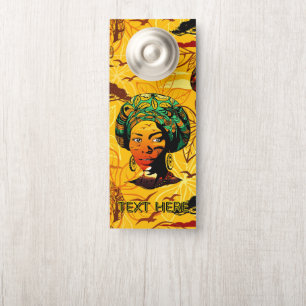 Affichette De Porte Portrait féminin africain avec coucher de soleil