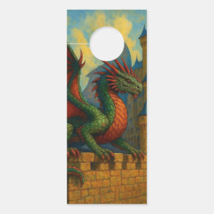 Affichette De Porte Protecteur de château de dragon médiéval