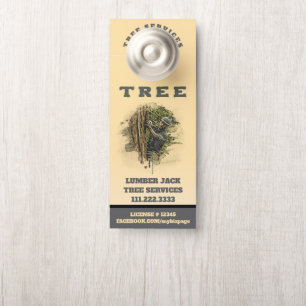 Affichette De Porte *~* QR Bois Jack Jaune Arbre Porte de services