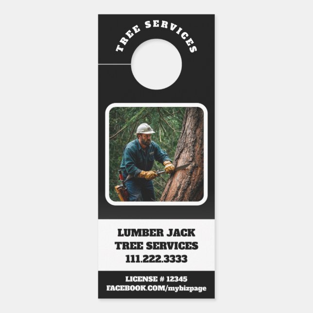 Affichette De Porte *~* QR Tree Services Porte Jack en bois (Devant)