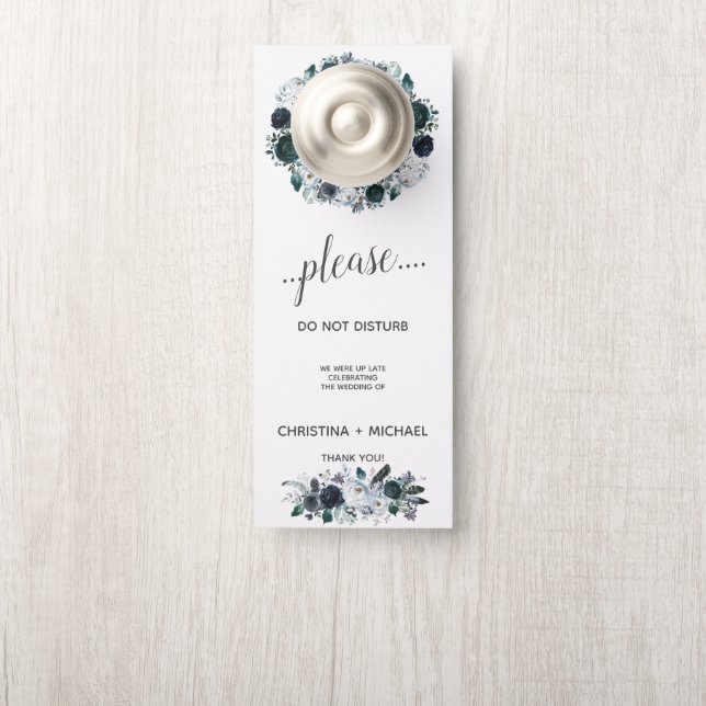 Affichette De Porte Quelque chose de bleu | Invité Mariage Ne Disturbe (Sur le bouton)